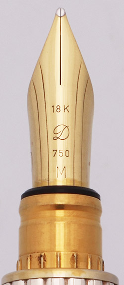S T Dupont Gatsby Fountain Pen - Silver Lined w GT, 18k Medium Nib